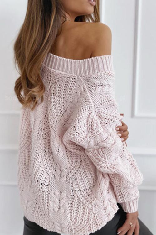 Hollow V Neck Loose Sweater