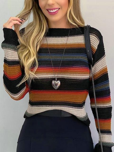 Slim Striped Long Sleeve Sweater