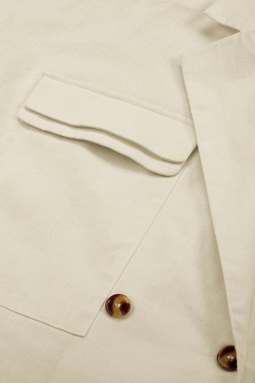 Linen Button Pockets Bat Jackets Pants Set
