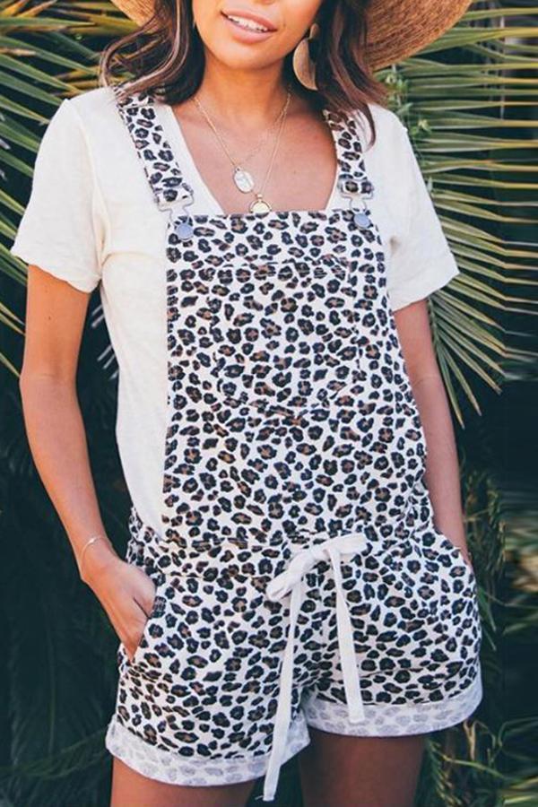 Camouflage Leopard Suspender Rompers