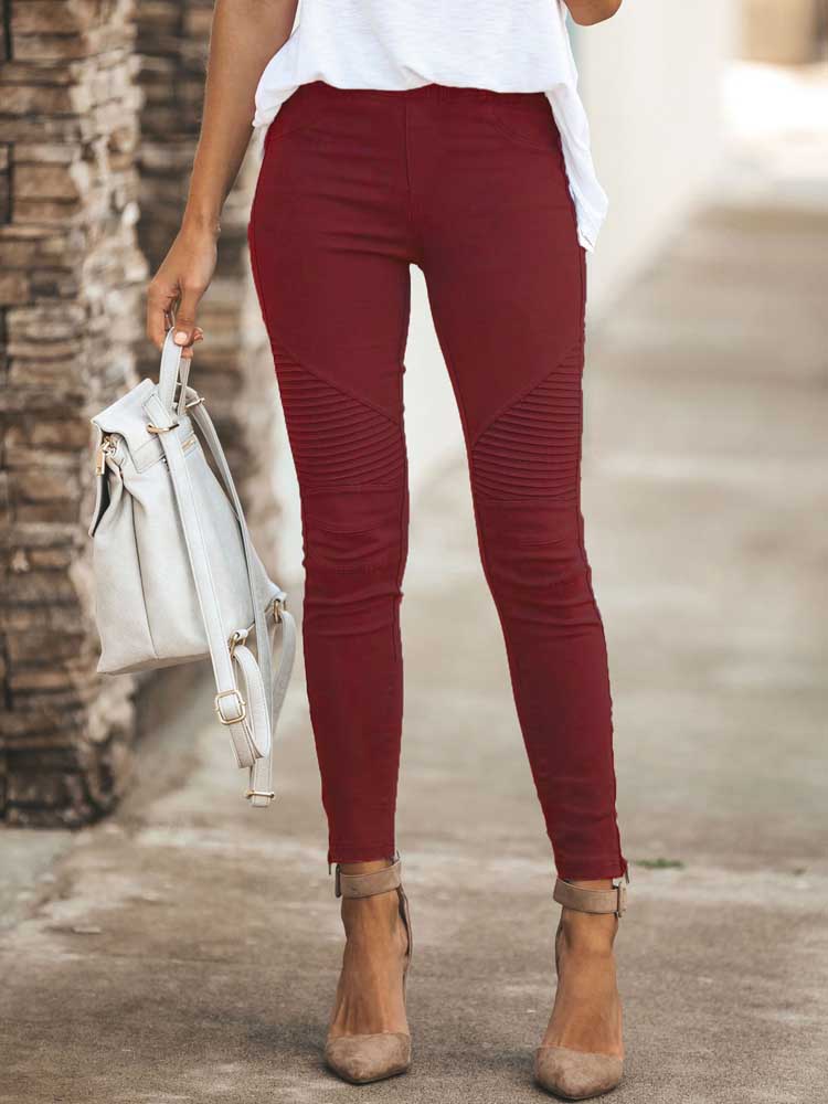 High Waisted Chic Elegant Solid Color Workwear Trouser Pants