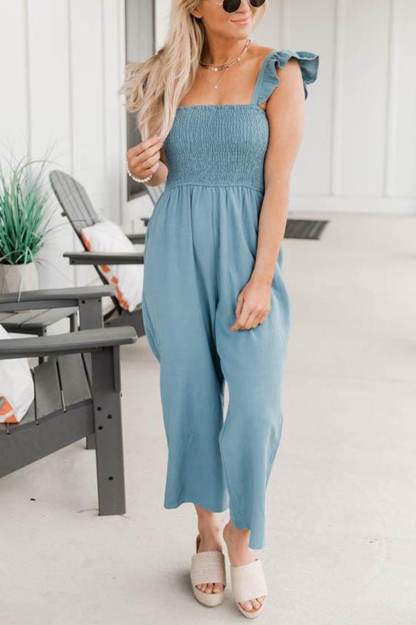Perfectly Poised Smocked Detail Jumpsuit