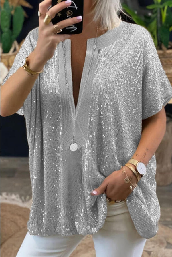 Sparkling Evening Sequin Loose Fit Top