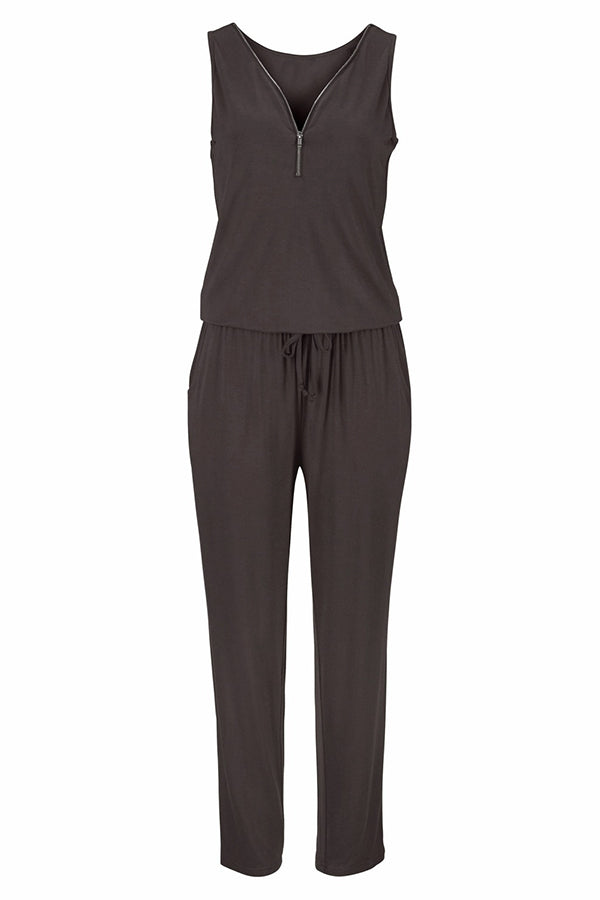 Anything You Need Zipper Neck Jumpsuit