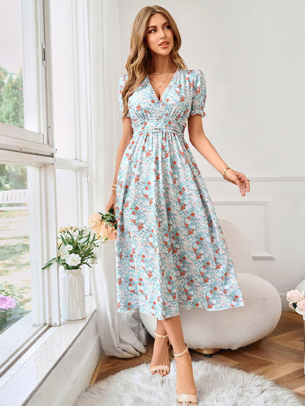 GOLDIE SHORT SLEEVE FLORAL MAXI DRESS