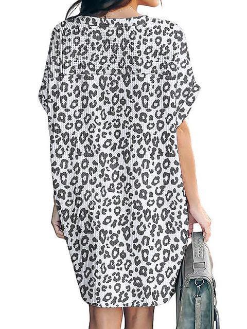 Camo Leopard Print Waffle Knitted Dress