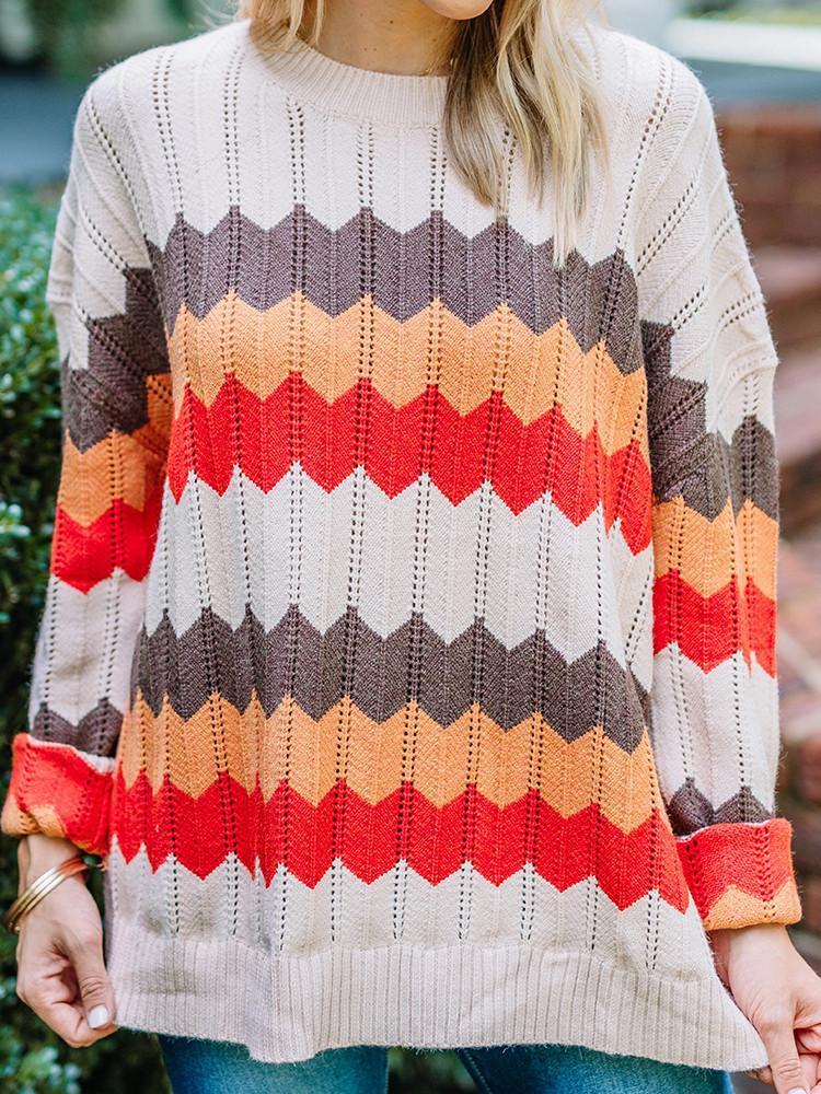 翻译0914 Zigzag Stripe Hit Color Sweater
