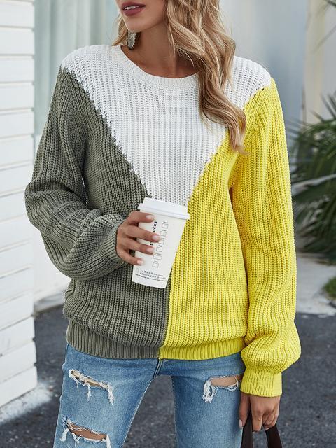 Color Block Knitting Jumper Sweater