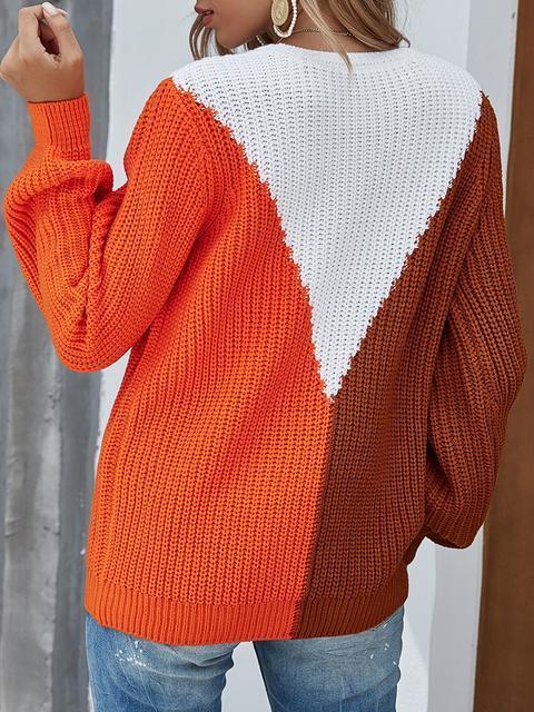 Color Block Knitting Jumper Sweater