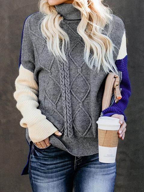 Long Sleeve Casual Turtleneck Knit Sweater