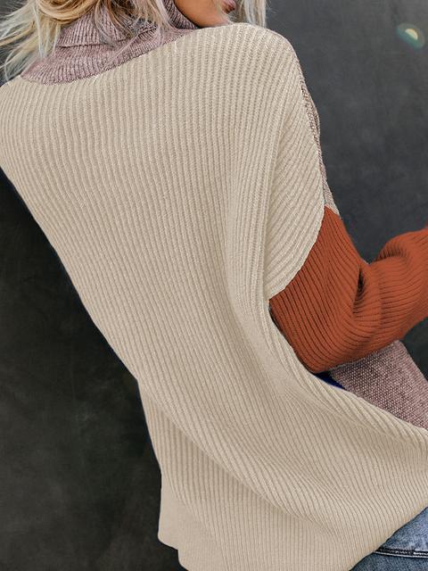 Colorblock Cable Knit Sweater