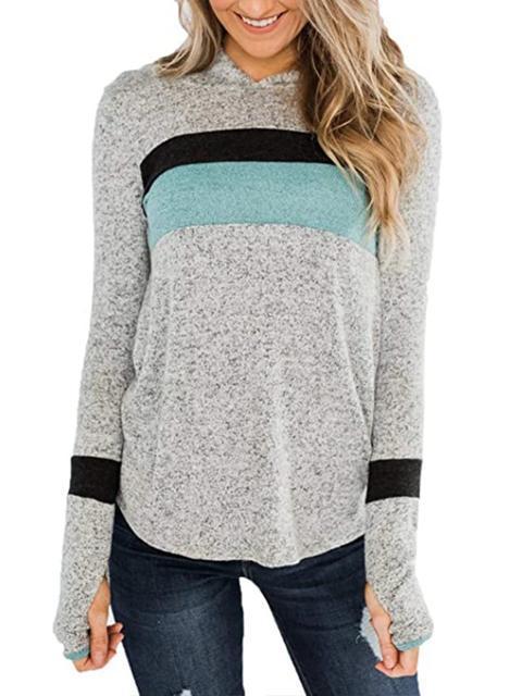 Contrast Color Hooded Sweatshirt