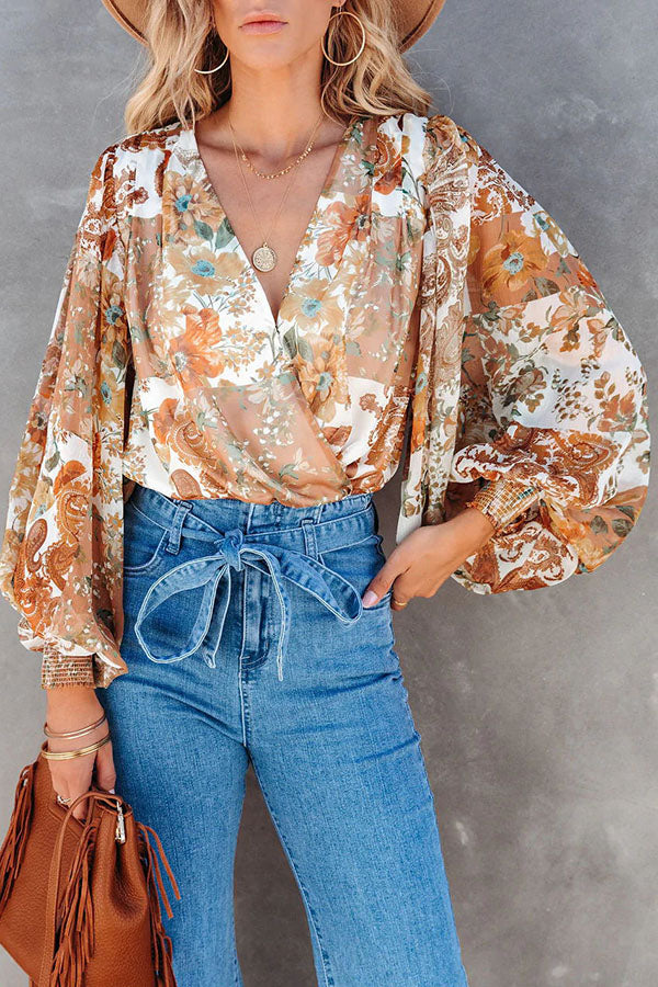 Chat with Me Floral Drape Blouse