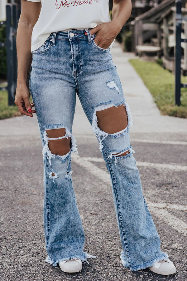 Journee Distressed Stretch Flare Jeans