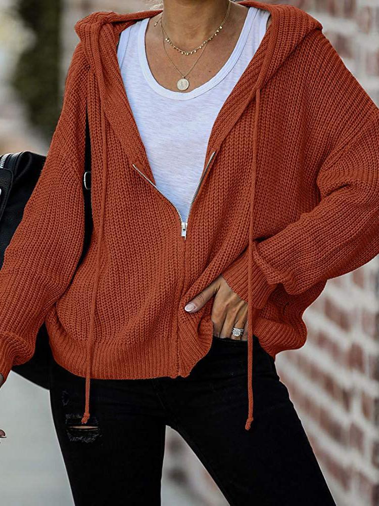 Zip Up Hoodie Long-sleeve Sweater Cardigan