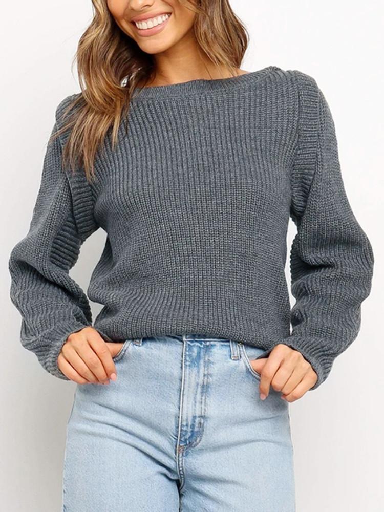 翻译0914 Round Neck Stitching Solid Pullover Sweater