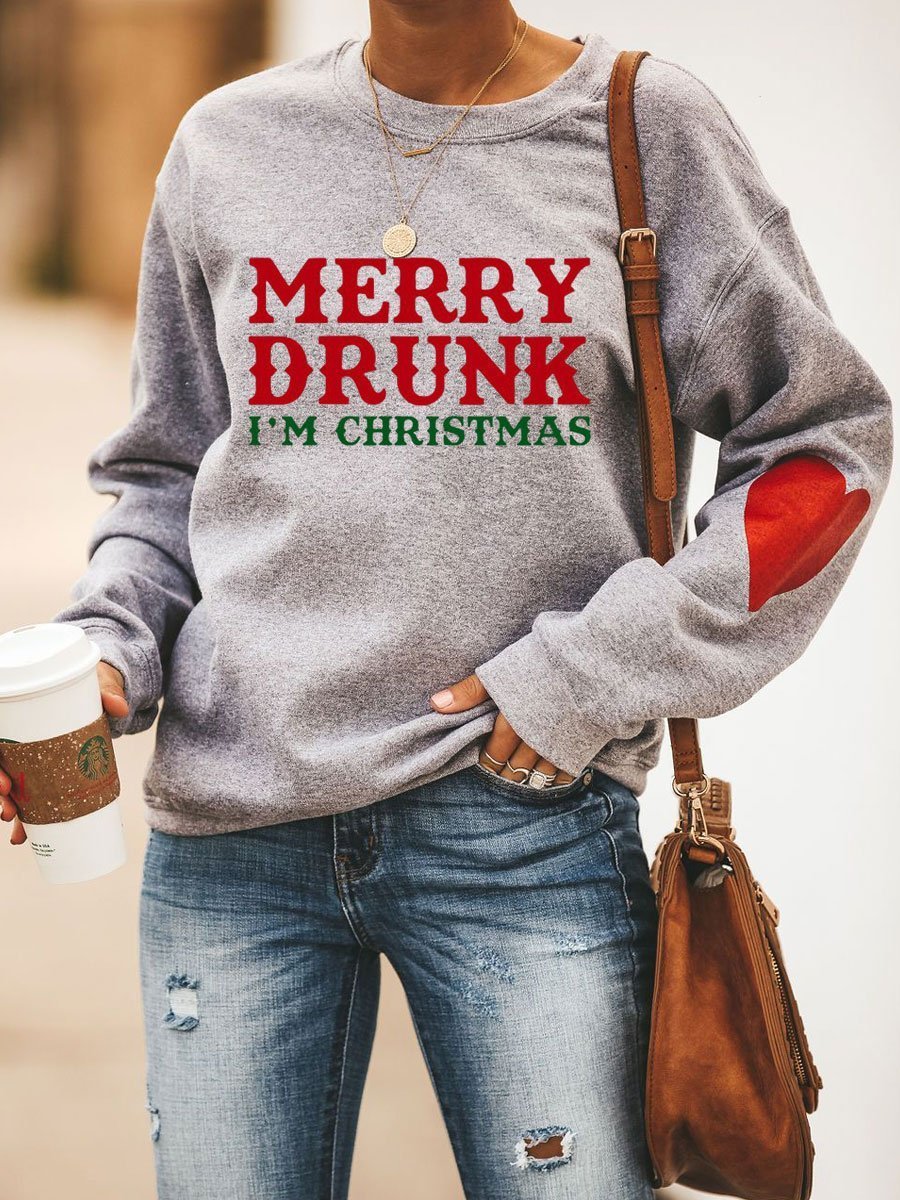 MERRY DRUNK I'M CHRISTMAS Heart Sweatshirt
