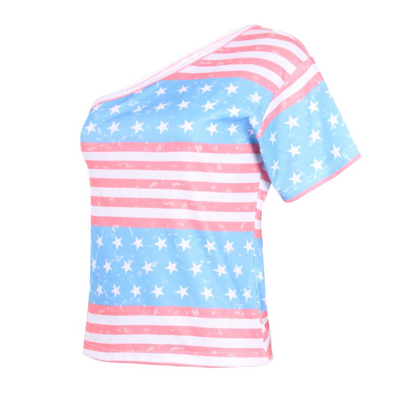 One Shoulder American Flag T-Shirt