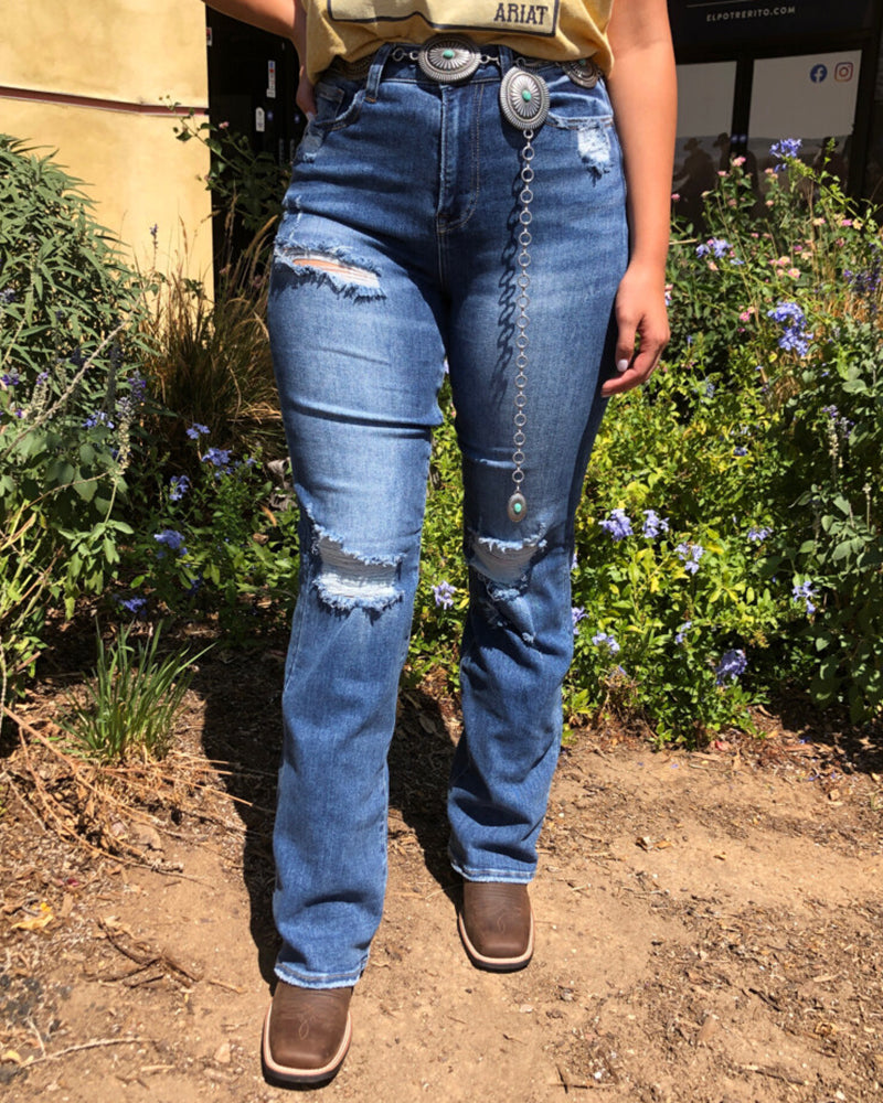 70s Vintage Ripped High Waist Jeans