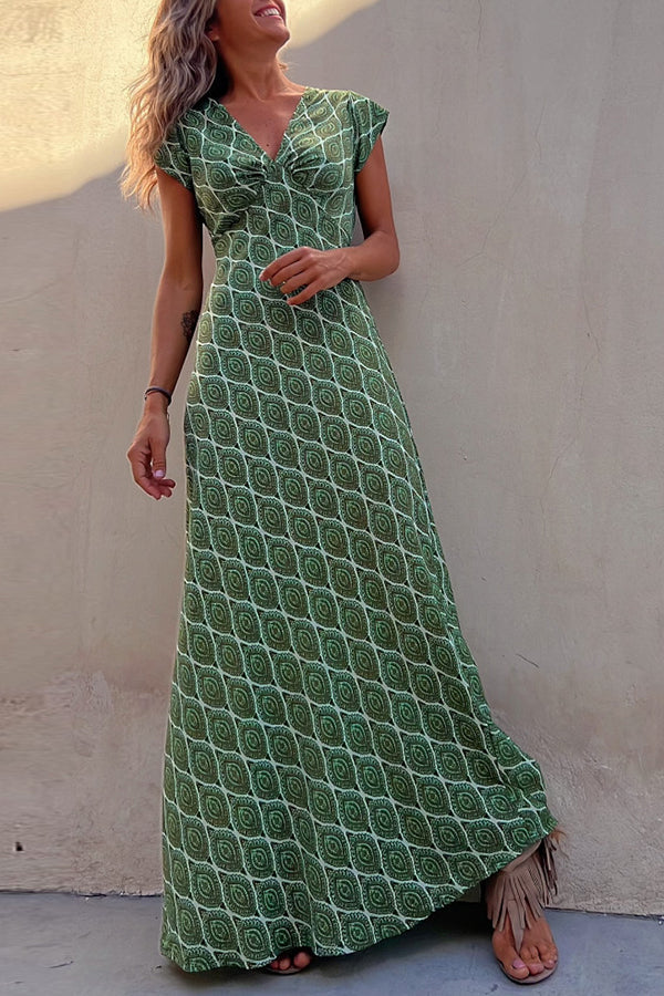 Shades of Sunset Ethnic Print Stretch Maxi Dress