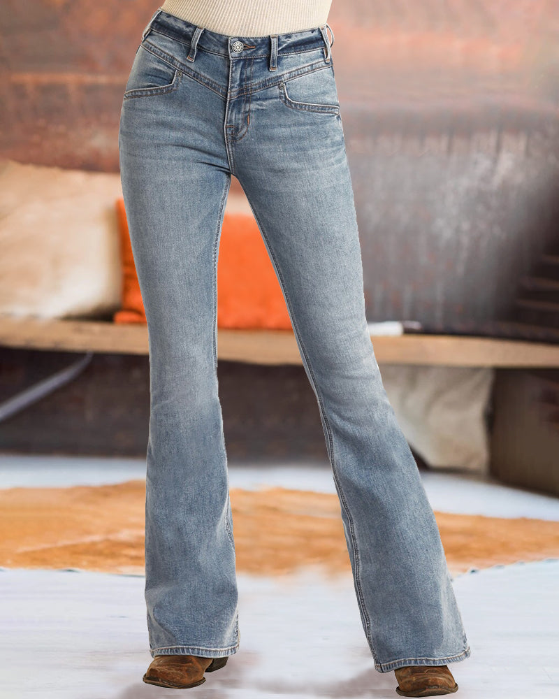 90s Vintage Zip Fly High Waist Flare Jeans