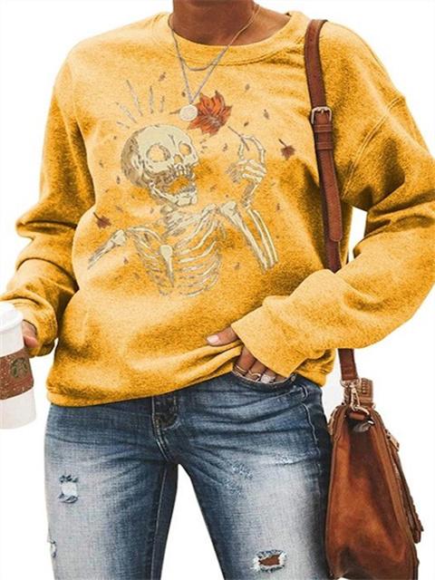 Casual Skeleton Print Cozy Sweatshirt