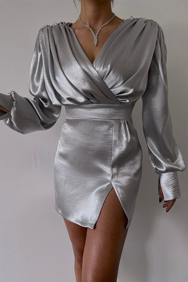Shine Your Light Metallic Ruched Mini Dress