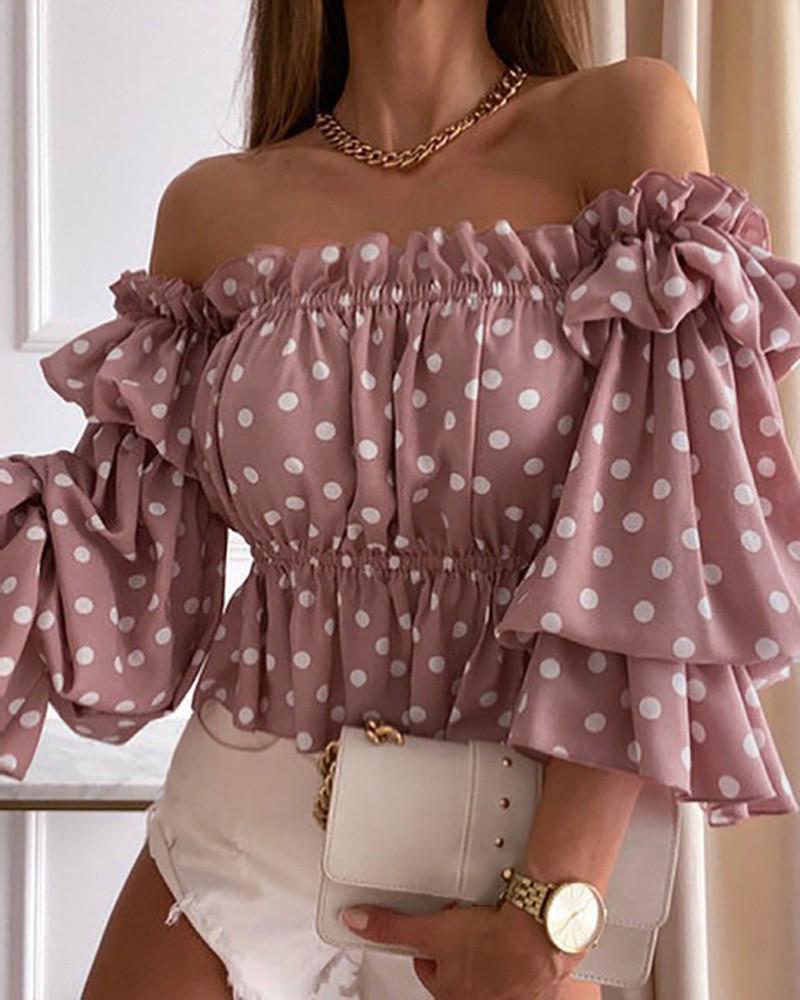 Allover Print Layered Ruffle Trim Ruched Bust