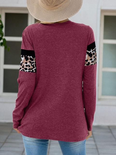 Leopard Patchwork Long Sleeve T-shirts