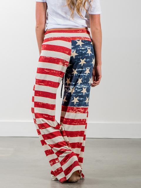 National Flag Print Casual Loose Jeans