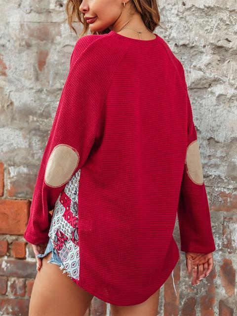 Printed Patchwork Knitted Pullover