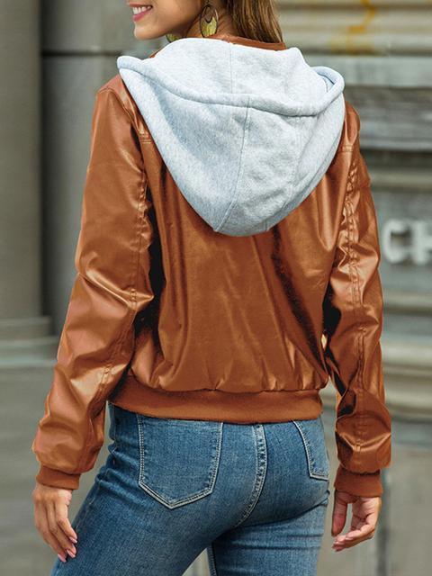 Pu Leather Removable Hood Punk Jacket Coat