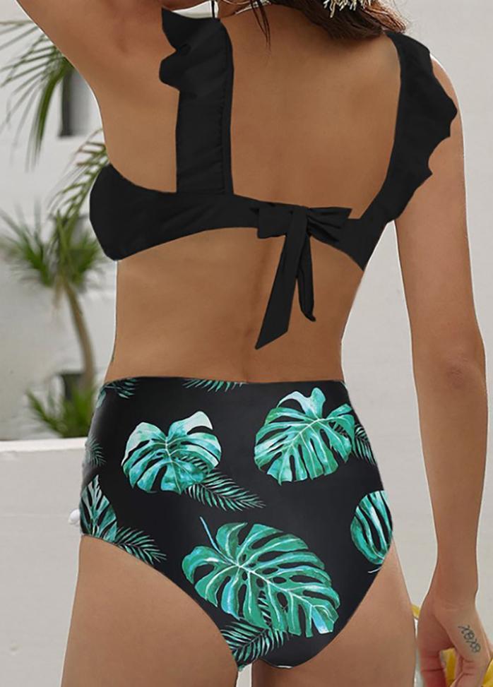 Flouncing Printed Bikini Set