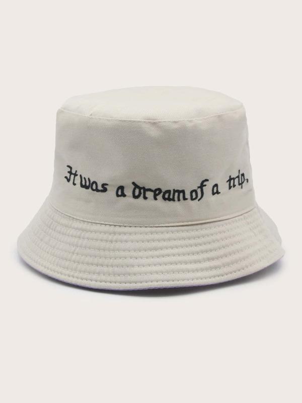 Slogan Embroidery Bucket Hat