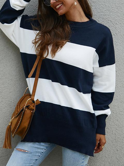 Striped Casual Long Sleeve Sweater