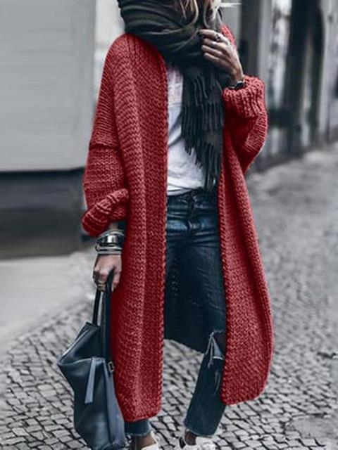 Thick Solid Long Cardigan Sweater