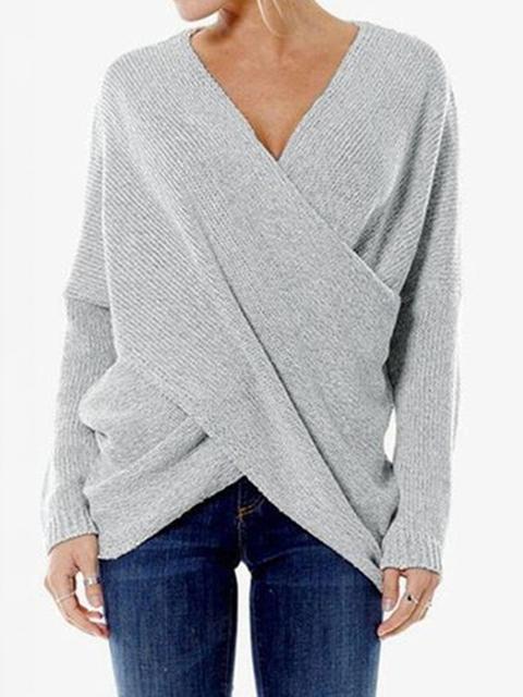 V Neck Regular Solid Sweater