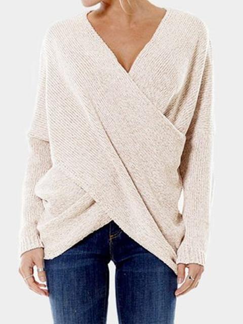 V Neck Regular Solid Sweater