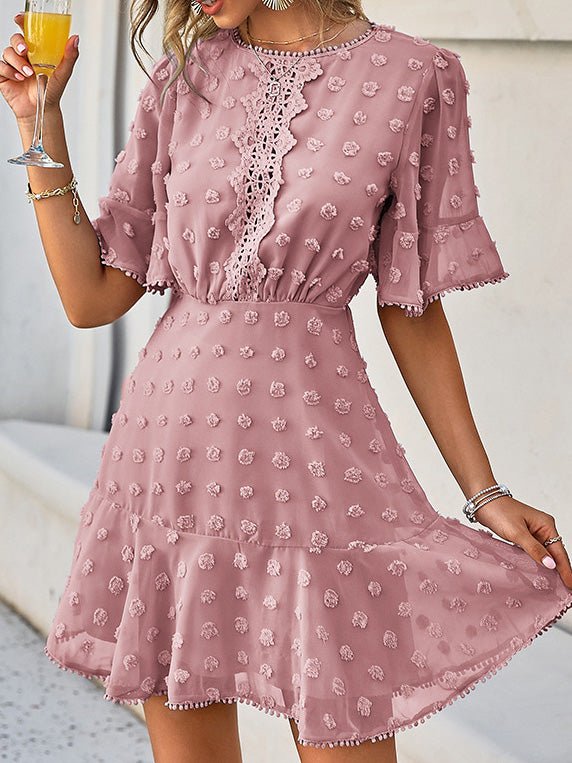 Women's Dresses Jacquard Polka Dot Lace Fringed Dress