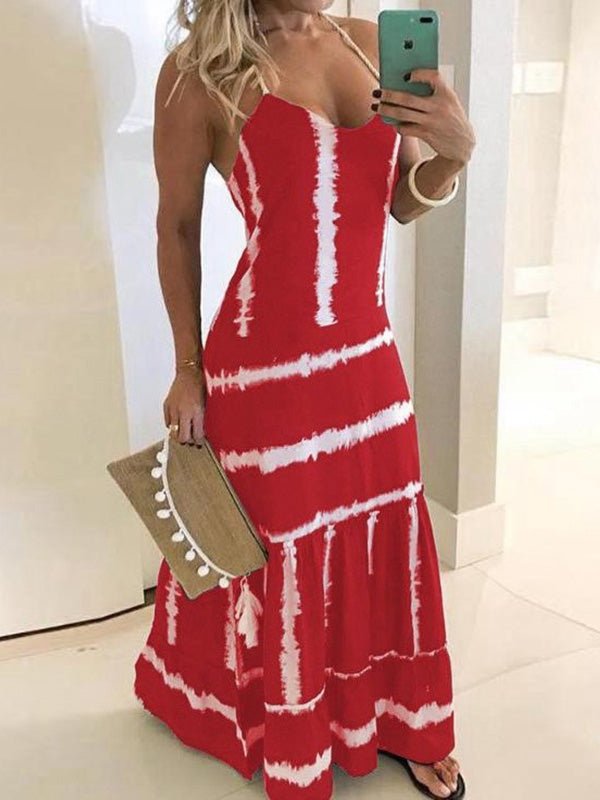 Women's Dresses Sling Stripe Print Sleeveless Fitted Dress