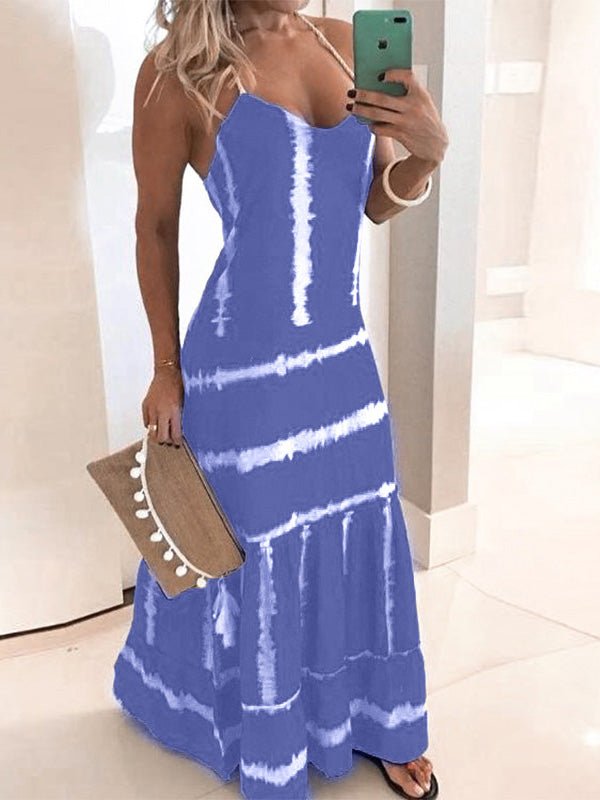 Women's Dresses Sling Stripe Print Sleeveless Fitted Dress