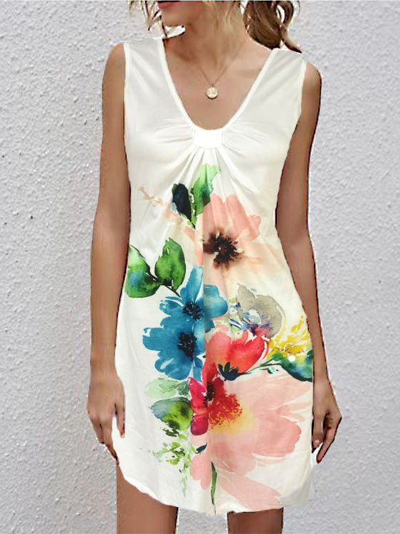 Women's Dresses V-Neck Printed Sleeveless Casual Dress