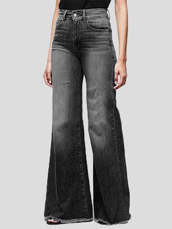 Women's Jeans Slim Fit Wide Leg Fringed Jeans