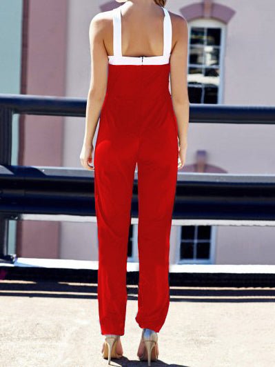Women's Jumpsuits Crossover Bare Back Sleeveless Jumpsuit
