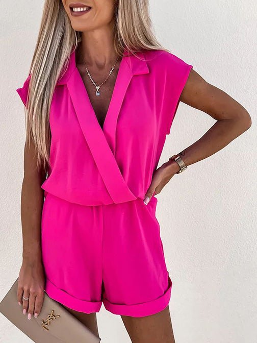 Women's Jumpsuits Solid V-Neck Sleeveless Casual Jumpsuit