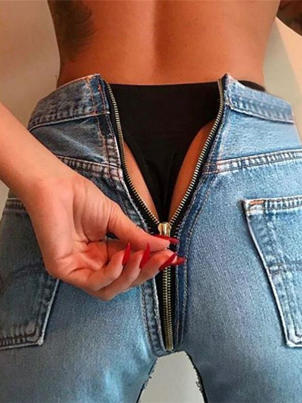 Women's Pants Sexy Back Zipper Pencil Jeans