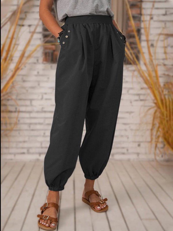 Women's Pants Vintage Pocket Harness Feet Casual Pants