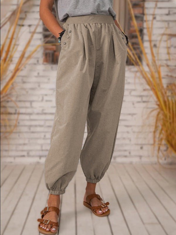 Women's Pants Vintage Pocket Harness Feet Casual Pants