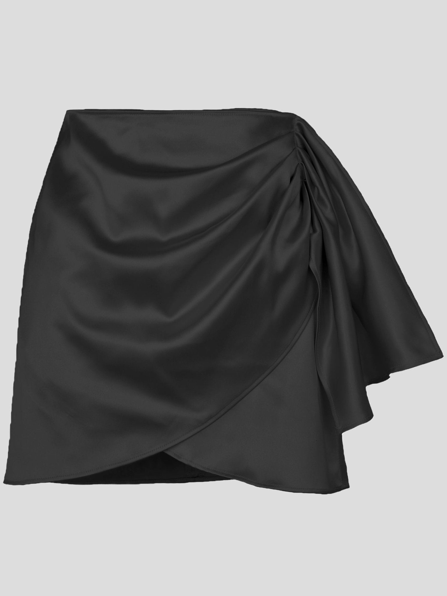 Women's Skirts Solid Satin High Waist Irregular Skirt
