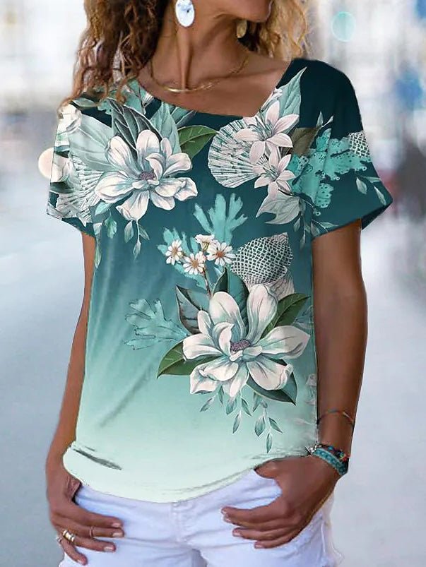 Women's T-Shirts Floral Print Short Sleeve T-Shirt